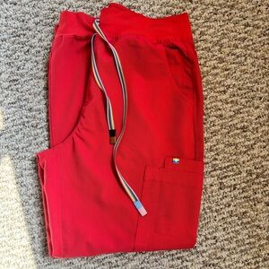 Figs Technical Collection Coral-Red Scrub Pants